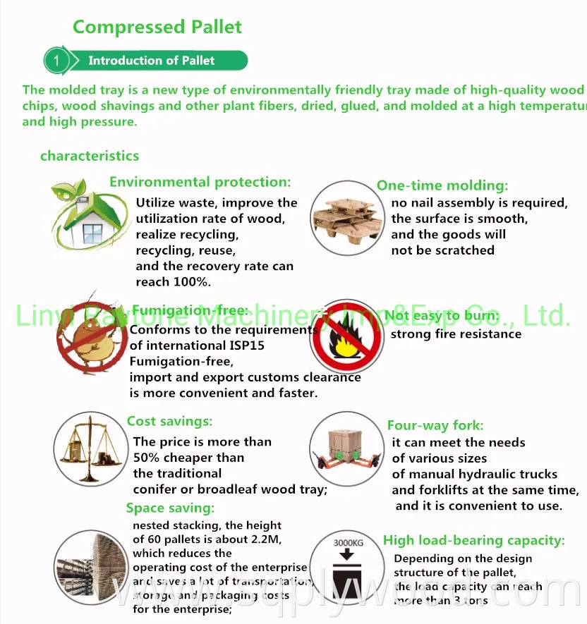 Free Fumigation High Pressure Compressed Moulding Wooden Pallet